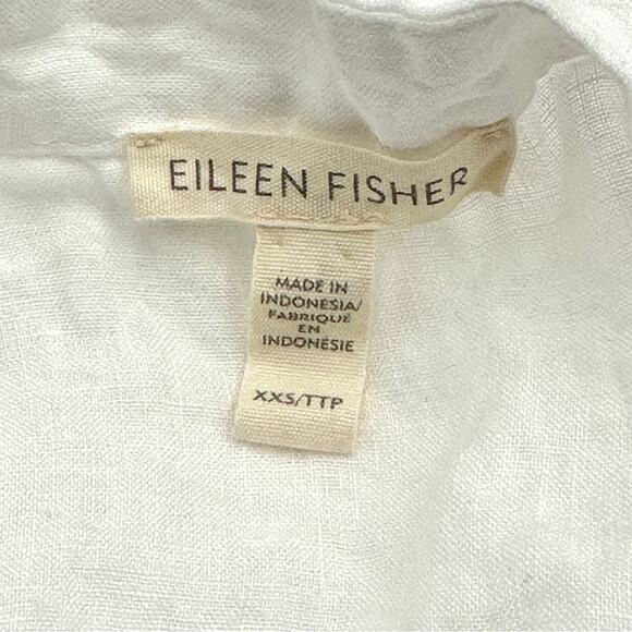 EILEEN FISHER women's white organic linen sleeveless button down shirt SIZE XXS - Picture 8 of 12